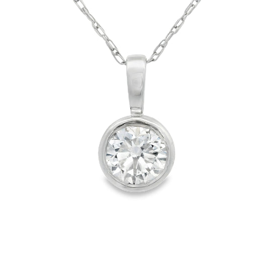 0.50 Carats Round Cut Diamond Pendant Available White Or Yellow Gold 14K