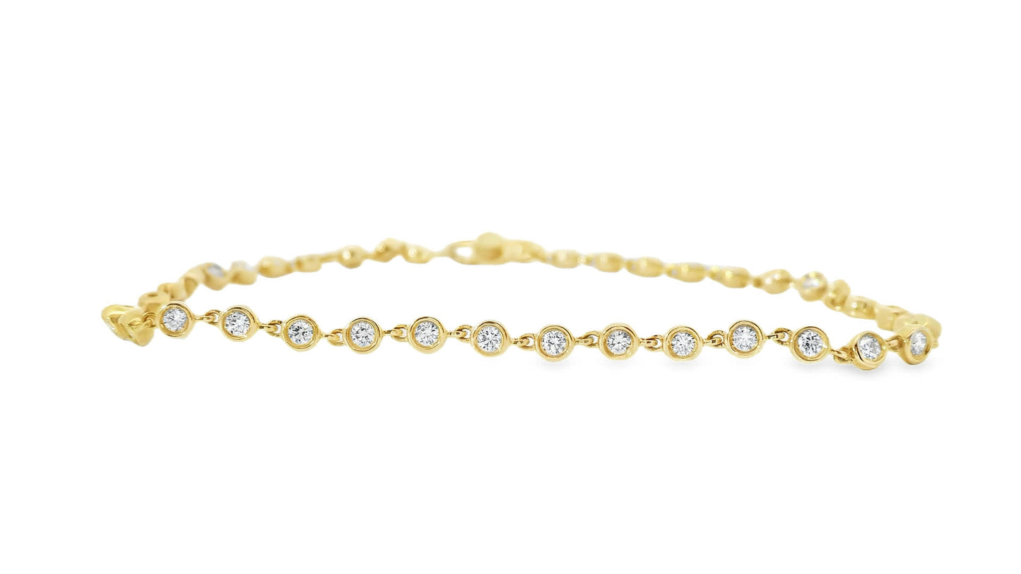 14K Yellow Gold Diamond Bracelet with round-cut Diamonds (0.75 Carat)