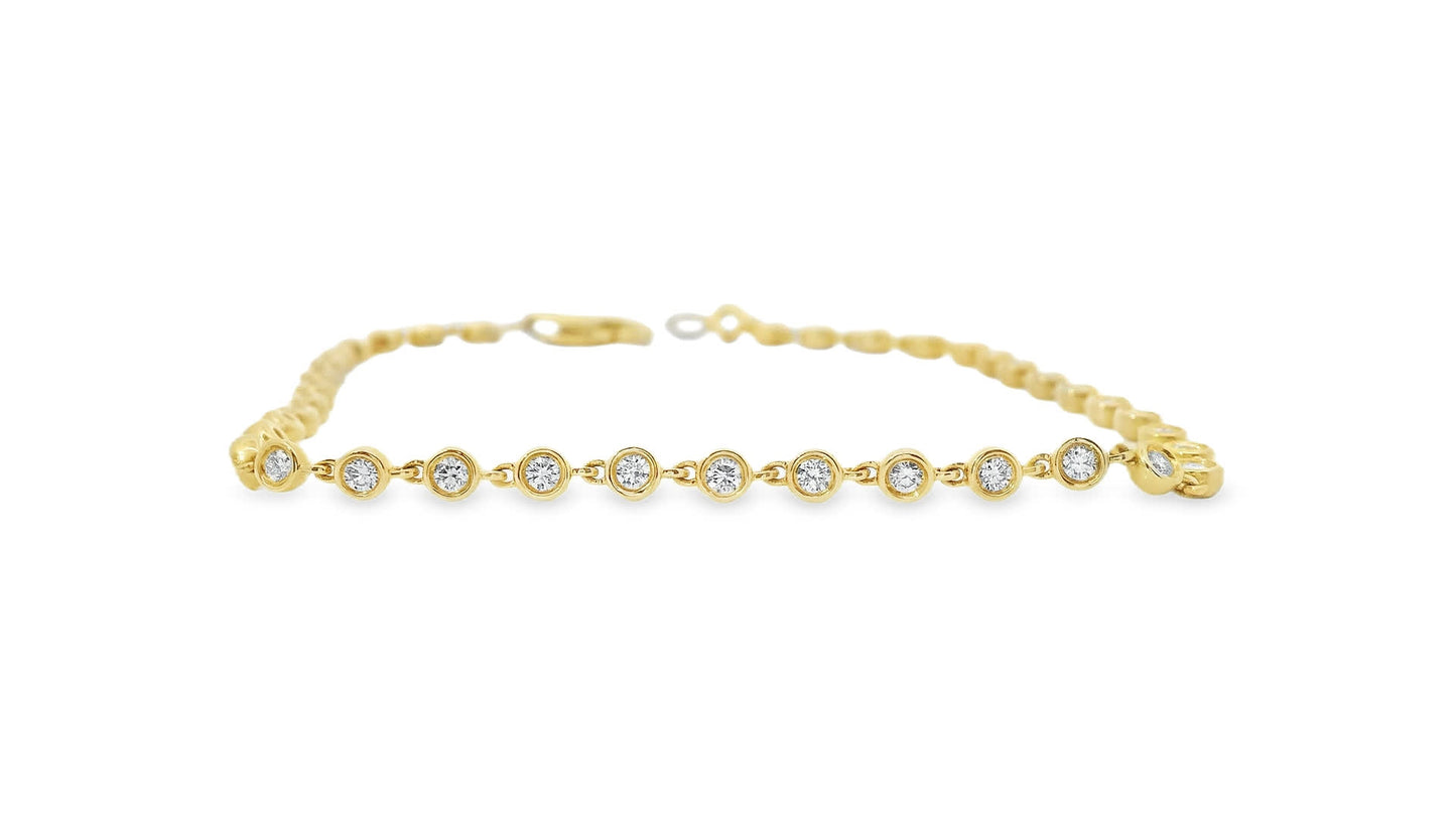 14K Yellow Gold Diamond Bracelet with round-cut Diamonds (0.75 Carat)