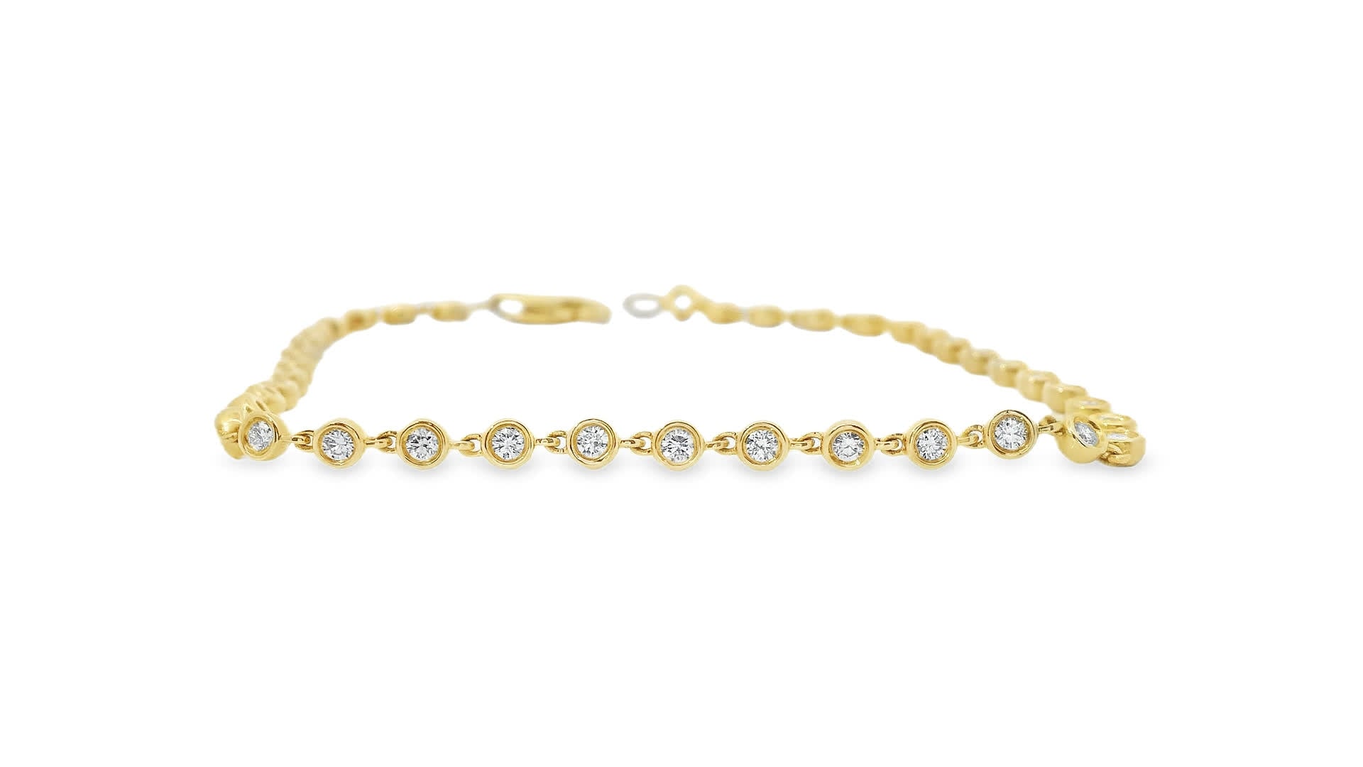 14K Yellow Gold Diamond Bracelet with round-cut Diamonds (0.75 Carat)