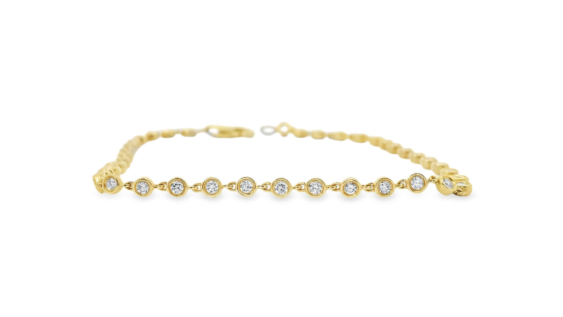 14K Yellow Gold Diamond Bracelet with round-cut Diamonds (0.75 Carat)