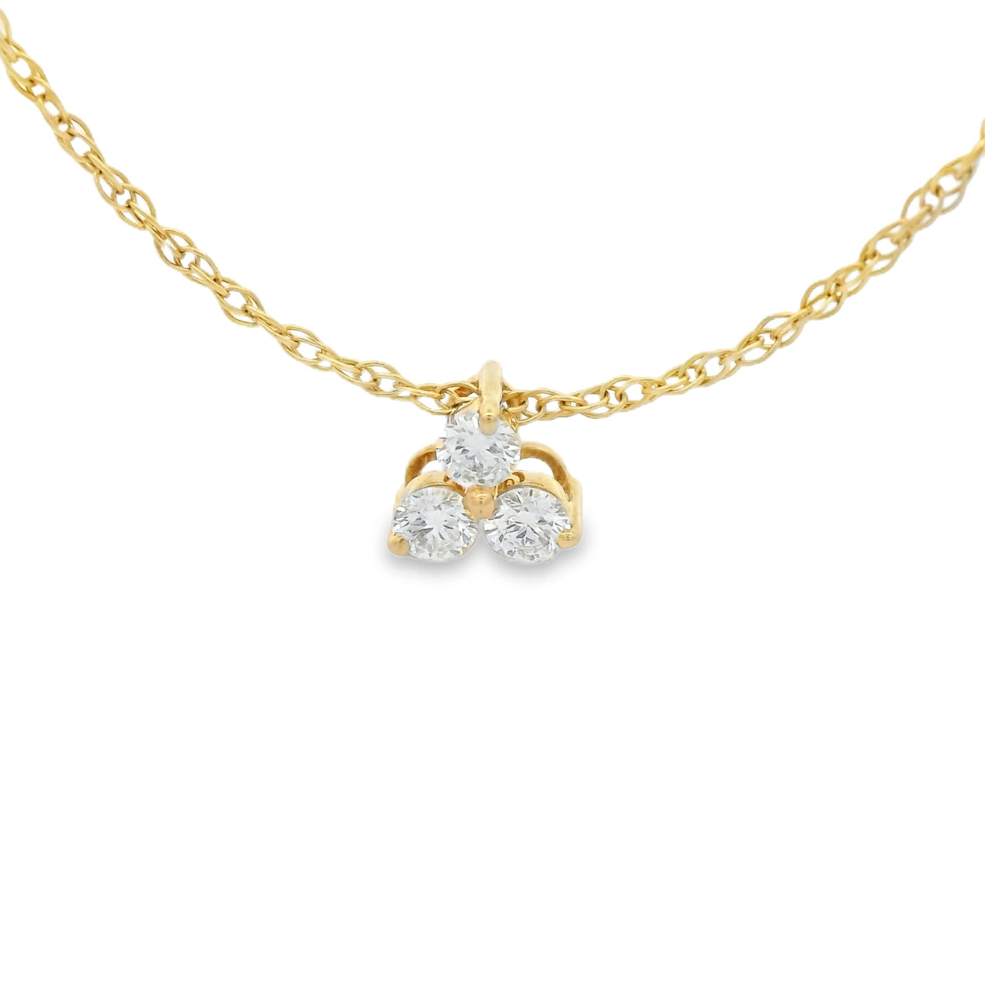 0.18 Carat Three Stones Round 14K Gold Diamond