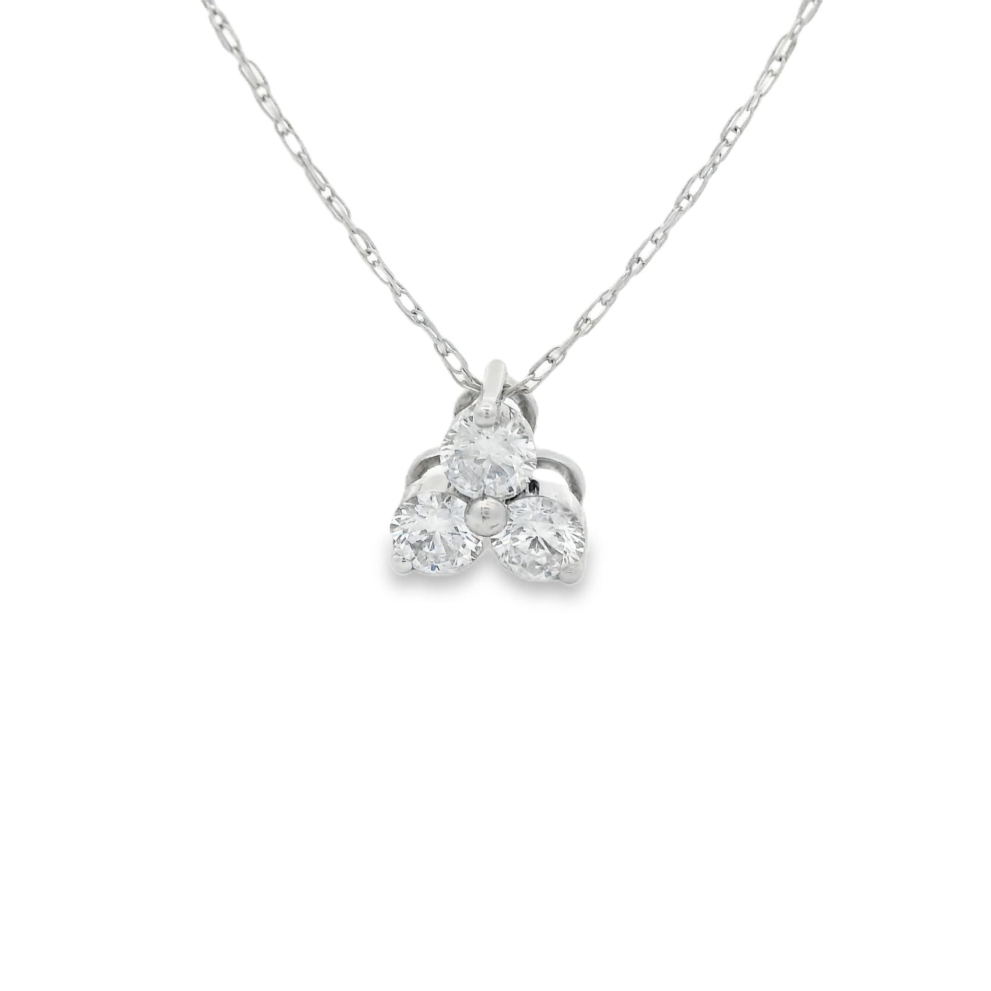 14K Gold - Three Diamonds Triangle Shape Pendant 0.33 Carat