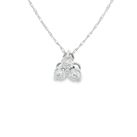 14K Gold - Three Diamonds Triangle Shape Pendant 0.33 Carat