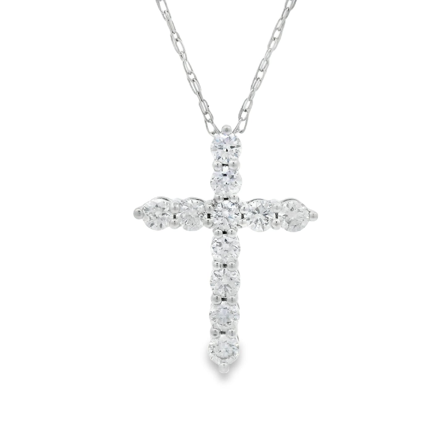 1/4 Carat Lab 14K Gold  Diamond Sparkling Cross Pendant Necklace