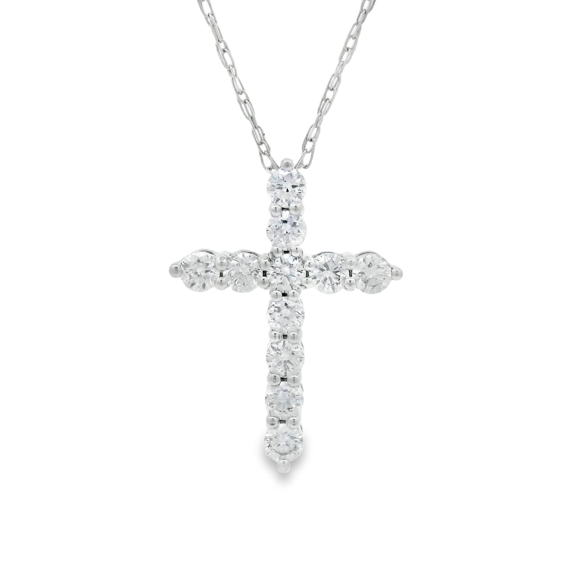 1/4 Carat Lab 14K Gold  Diamond Sparkling Cross Pendant Necklace