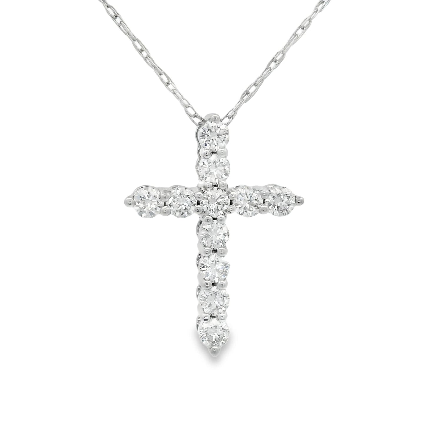 1/4 Carat Lab 14K Gold  Diamond Sparkling Cross Pendant Necklace