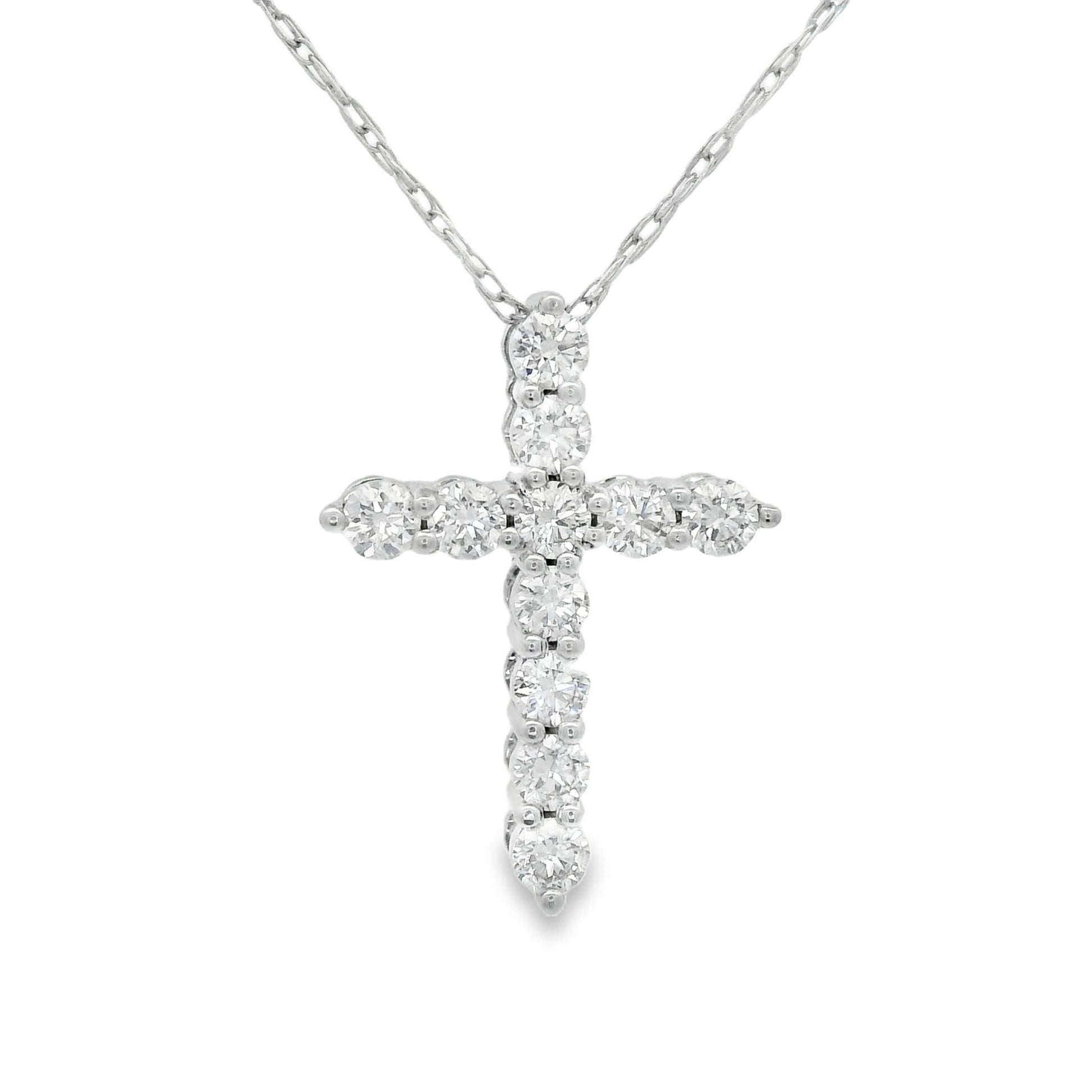 1/4 Carat Lab 14K Gold  Diamond Sparkling Cross Pendant Necklace