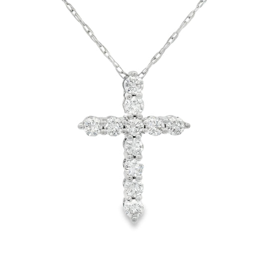 1/4 Carat Lab 14K Gold  Diamond Sparkling Cross Pendant Necklace