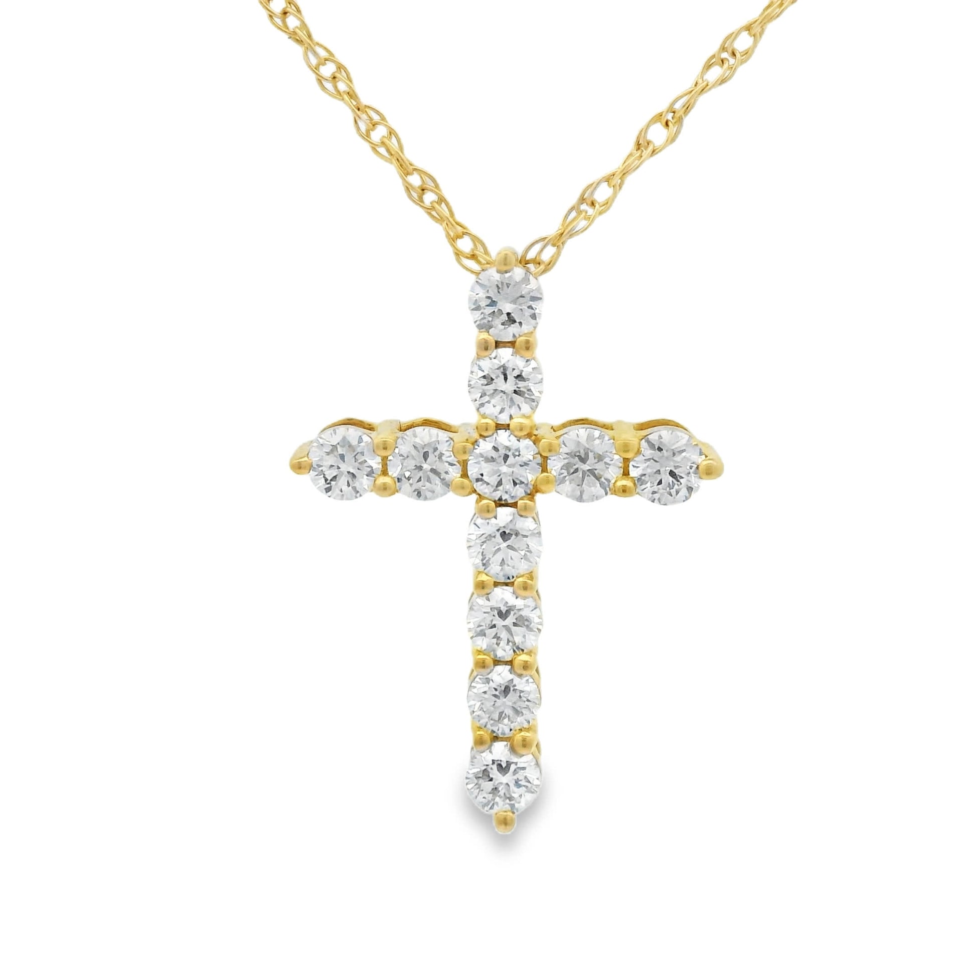 1/2 Carat Lab 14K Gold  Diamond Sparkling Cross Pendant Necklace