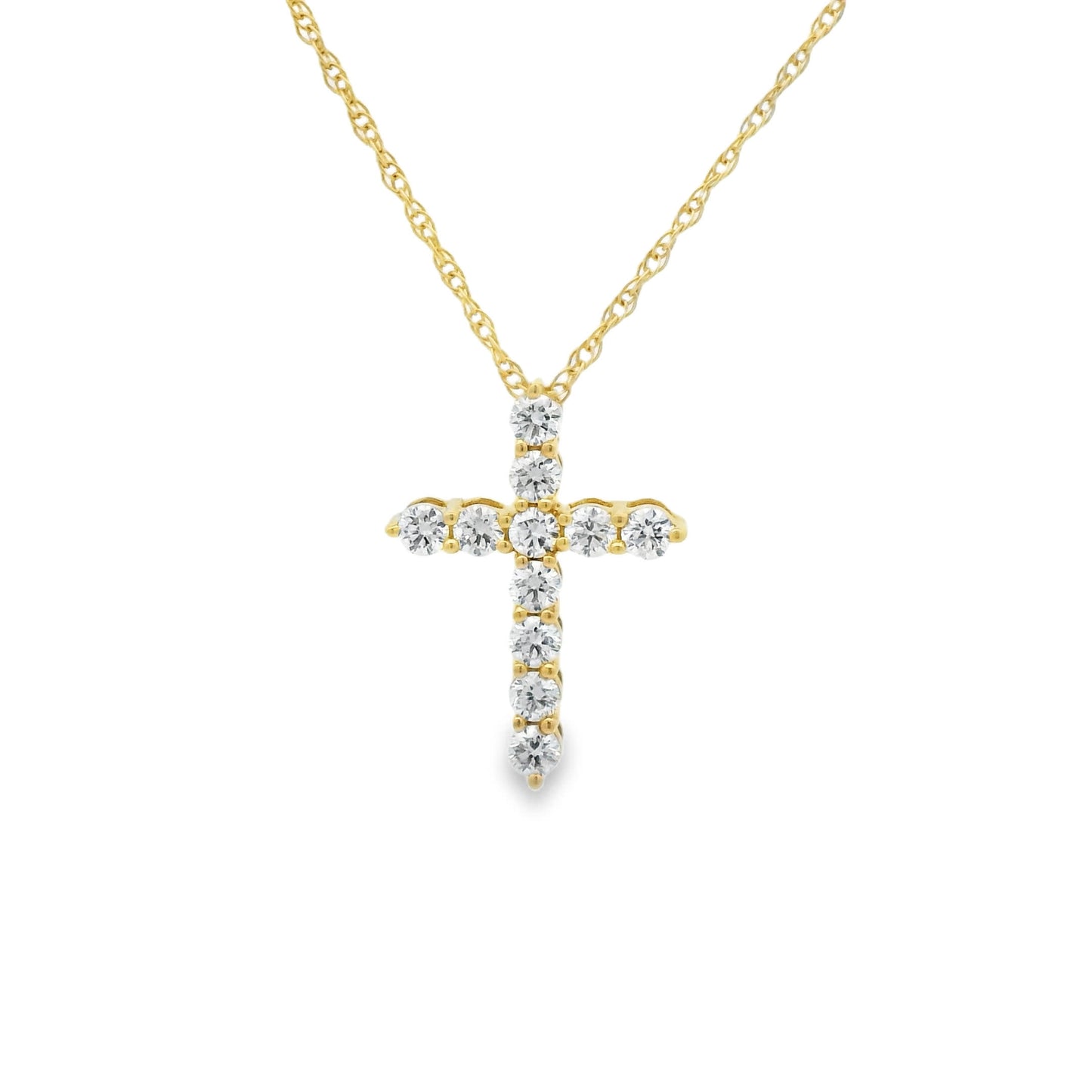 1/2 Carat Lab 14K Gold  Diamond Sparkling Cross Pendant Necklace