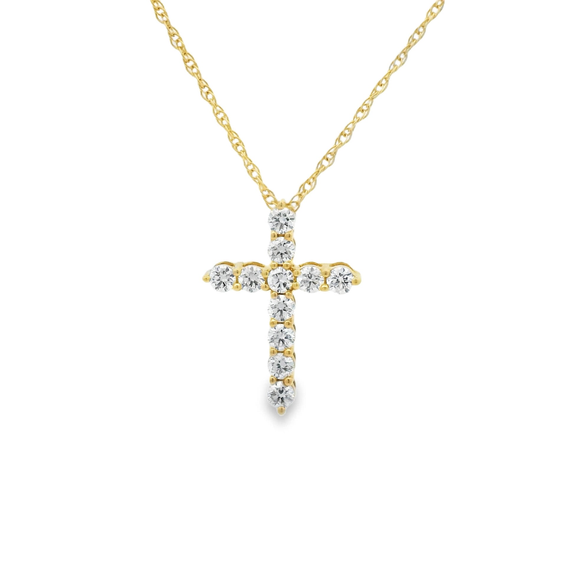 1/2 Carat Lab 14K Gold  Diamond Sparkling Cross Pendant Necklace
