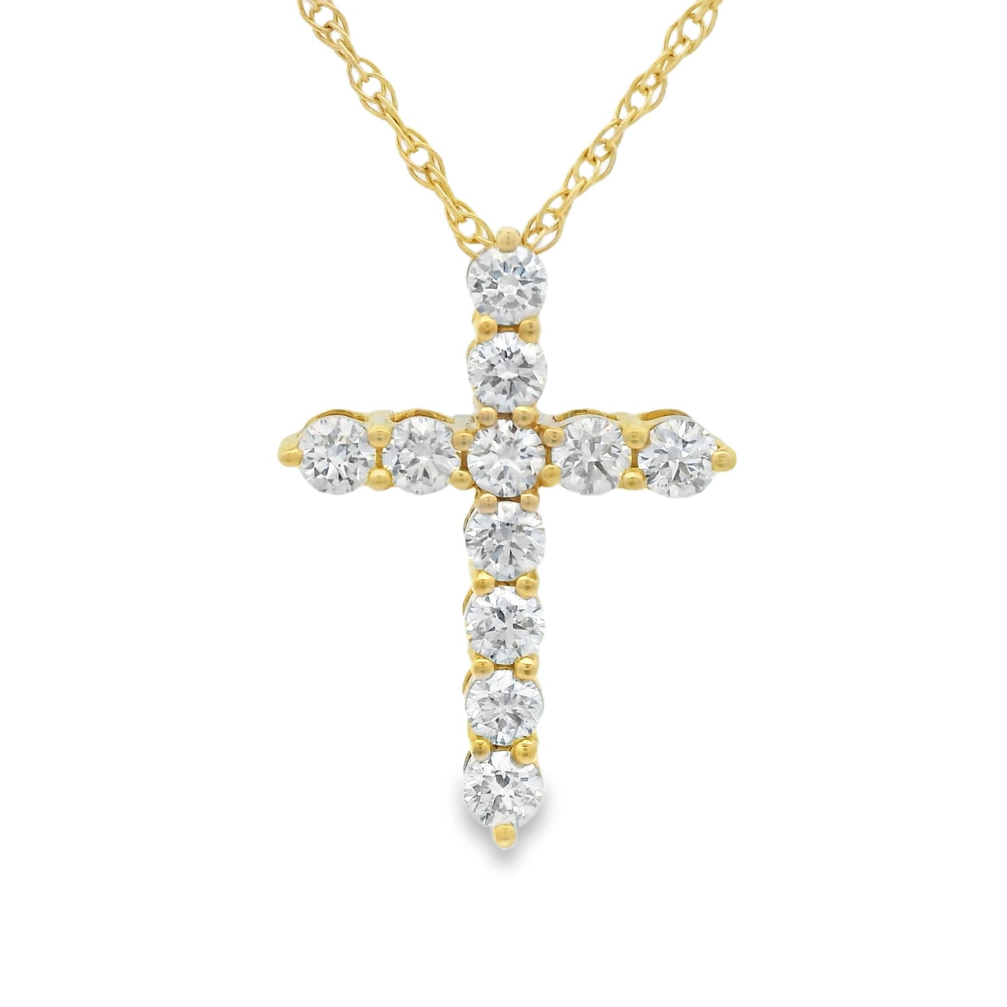 1/2 Carat Lab 14K Gold  Diamond Sparkling Cross Pendant Necklace