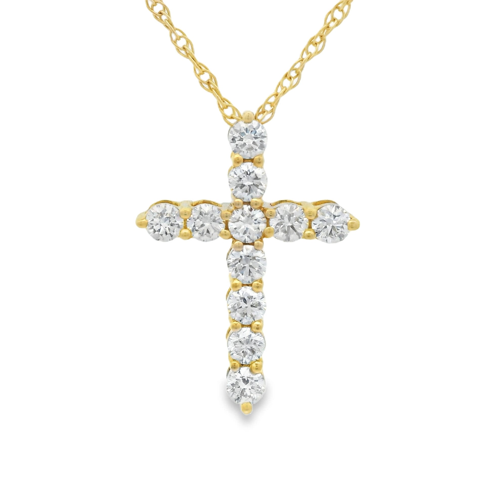 1/2 Carat Lab 14K Gold  Diamond Sparkling Cross Pendant Necklace