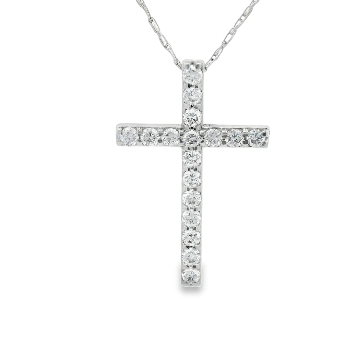 1/4 Carat Lab 14K Gold  Diamond Sparkling Cross Pendant Necklace