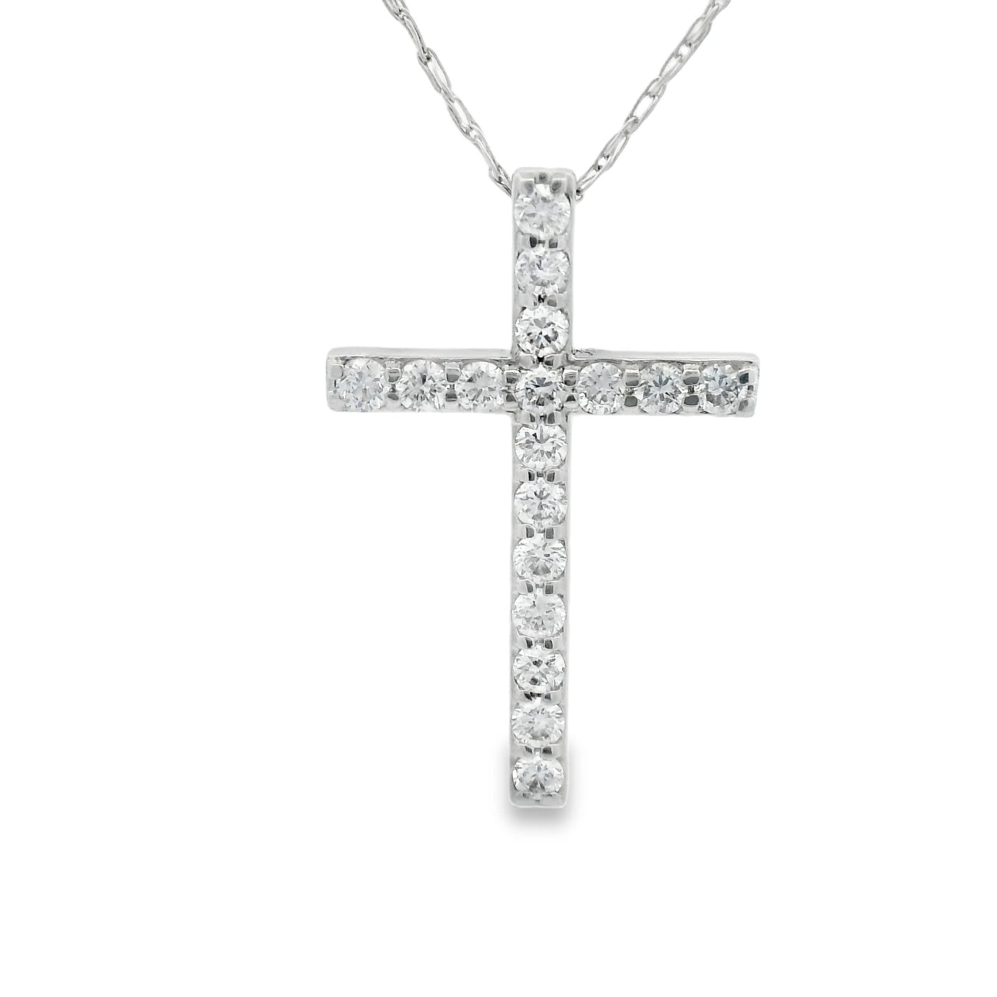 1/4 Carat Lab 14K Gold  Diamond Sparkling Cross Pendant Necklace