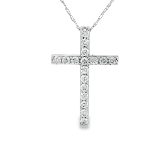 1/4 Carat Lab 14K Gold  Diamond Sparkling Cross Pendant Necklace
