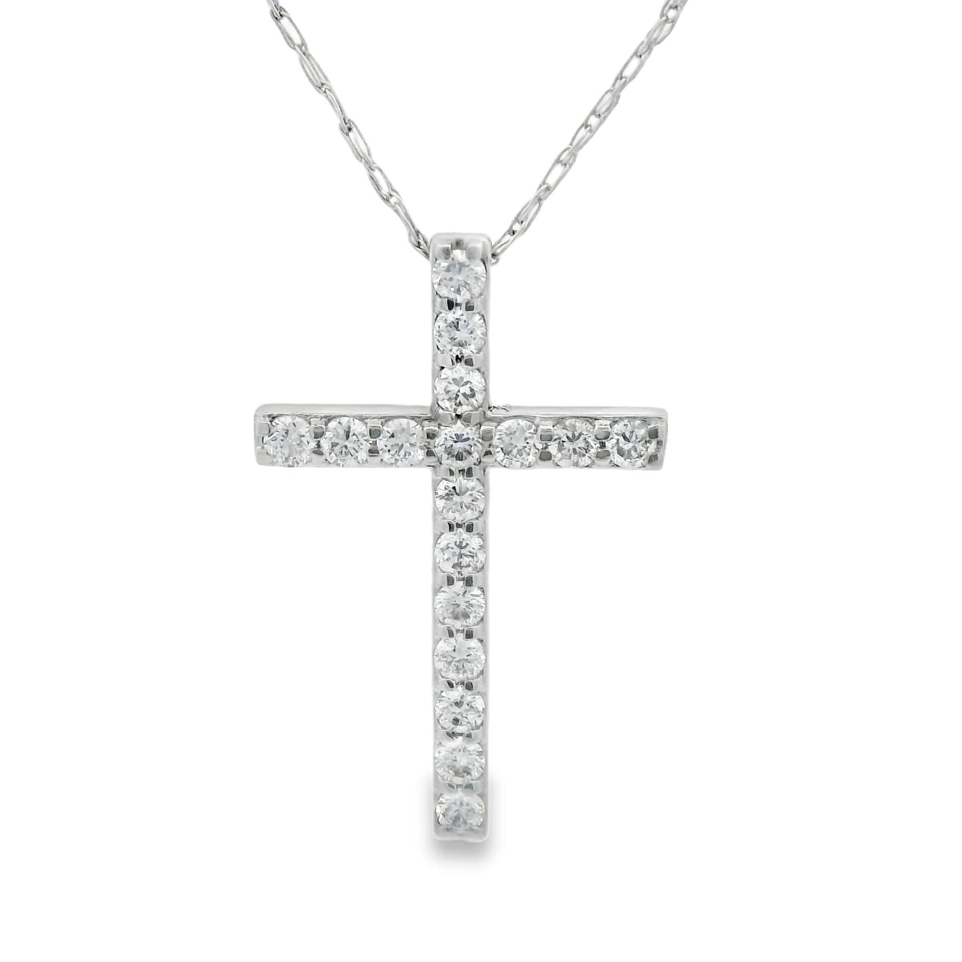1/4 Carat Lab 14K Gold  Diamond Sparkling Cross Pendant Necklace