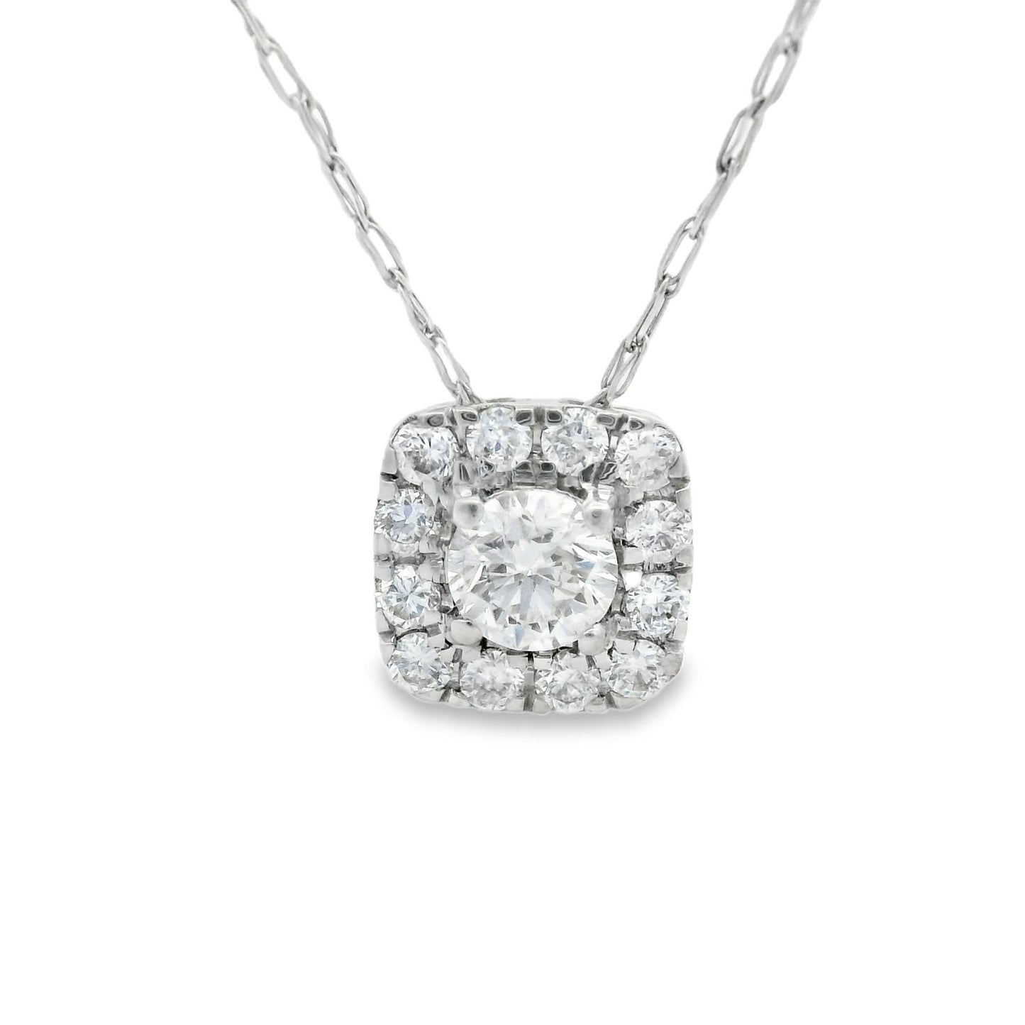 1/4 Carat 14K Gold Cushion Diamond Pendant