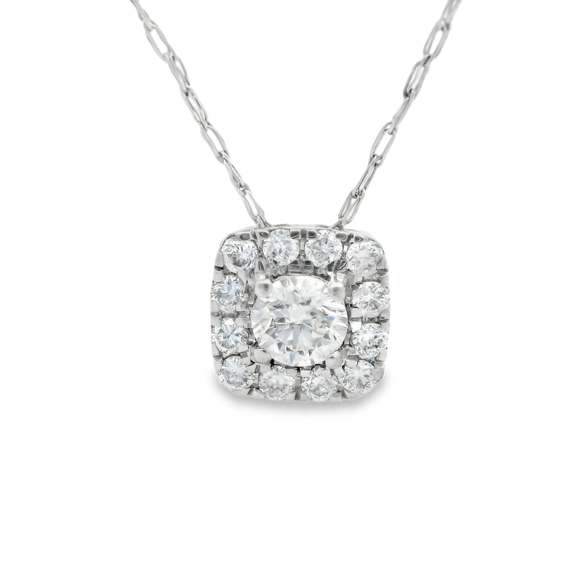 1/4 Carat 14K Gold Cushion Diamond Pendant