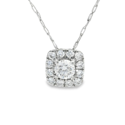 1/4 Carat 14K Gold Cushion Diamond Pendant