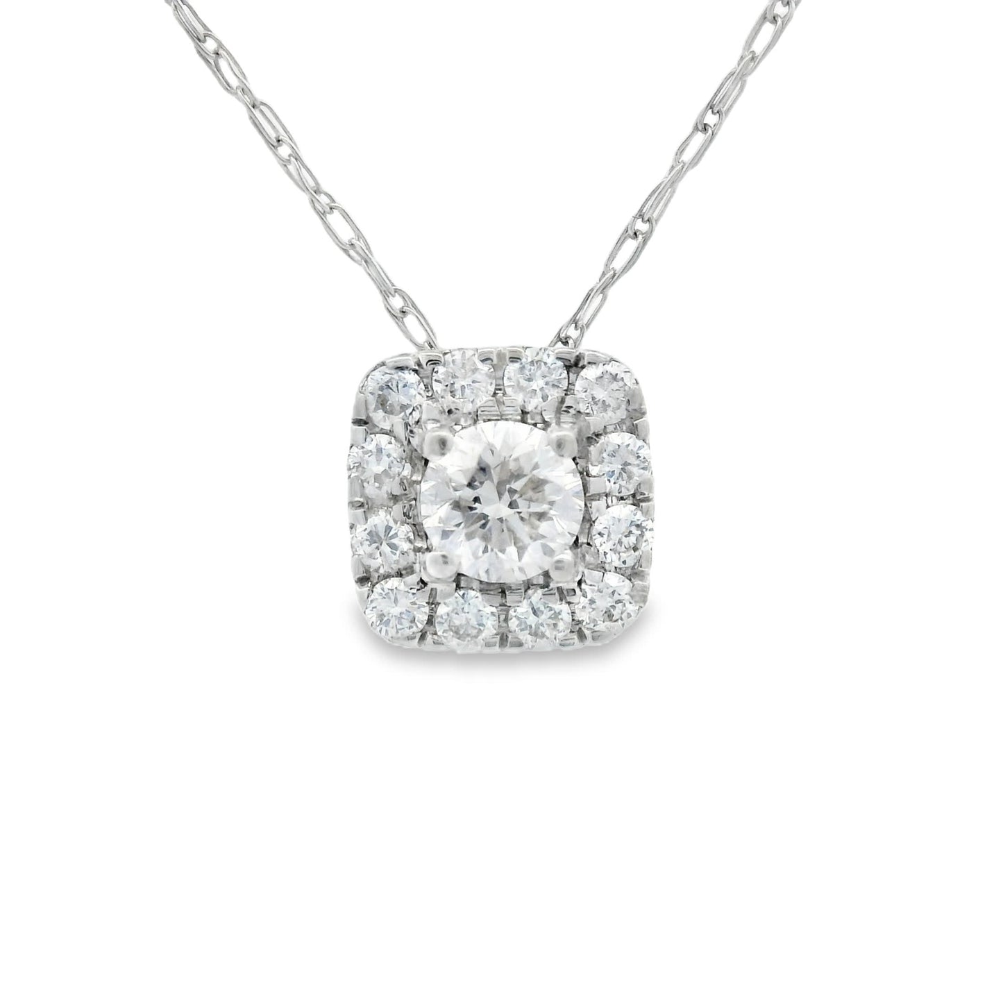 1/4 Carat 14K Gold Cushion Diamond Pendant