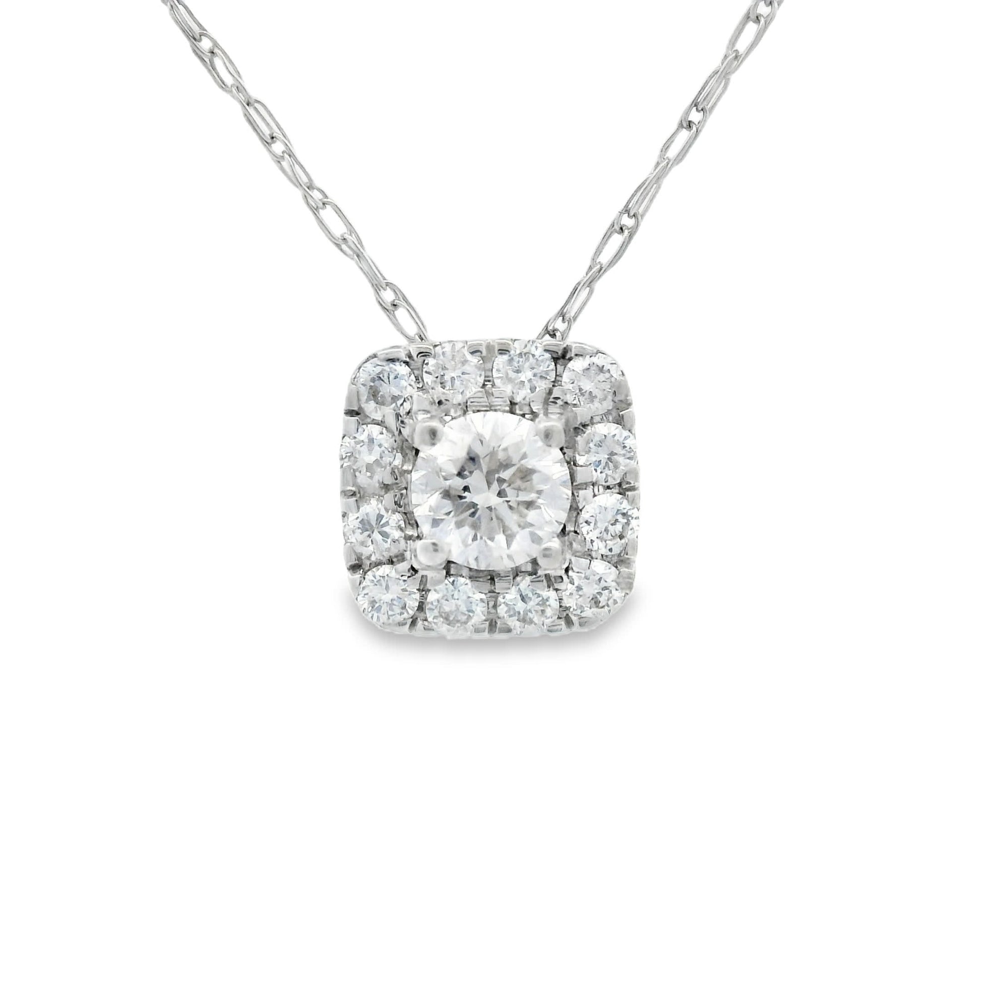 1/4 Carat 14K Gold Cushion Diamond Pendant