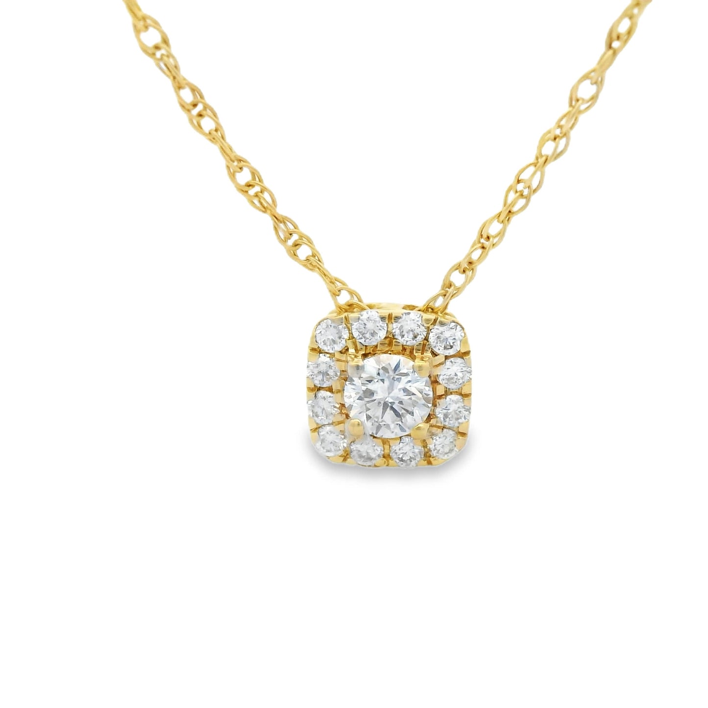 1/4 Carat 14K Gold Cushion Diamond Pendant