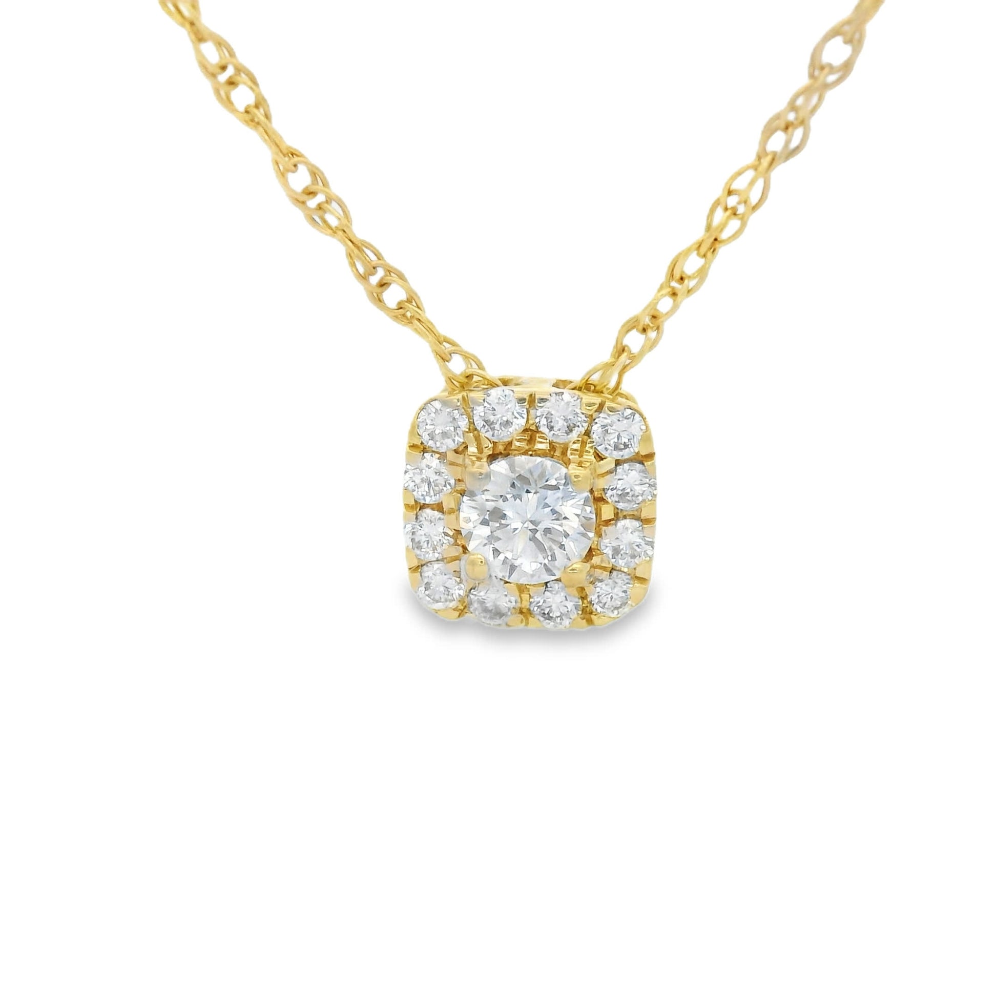 1/4 Carat 14K Gold Cushion Diamond Pendant