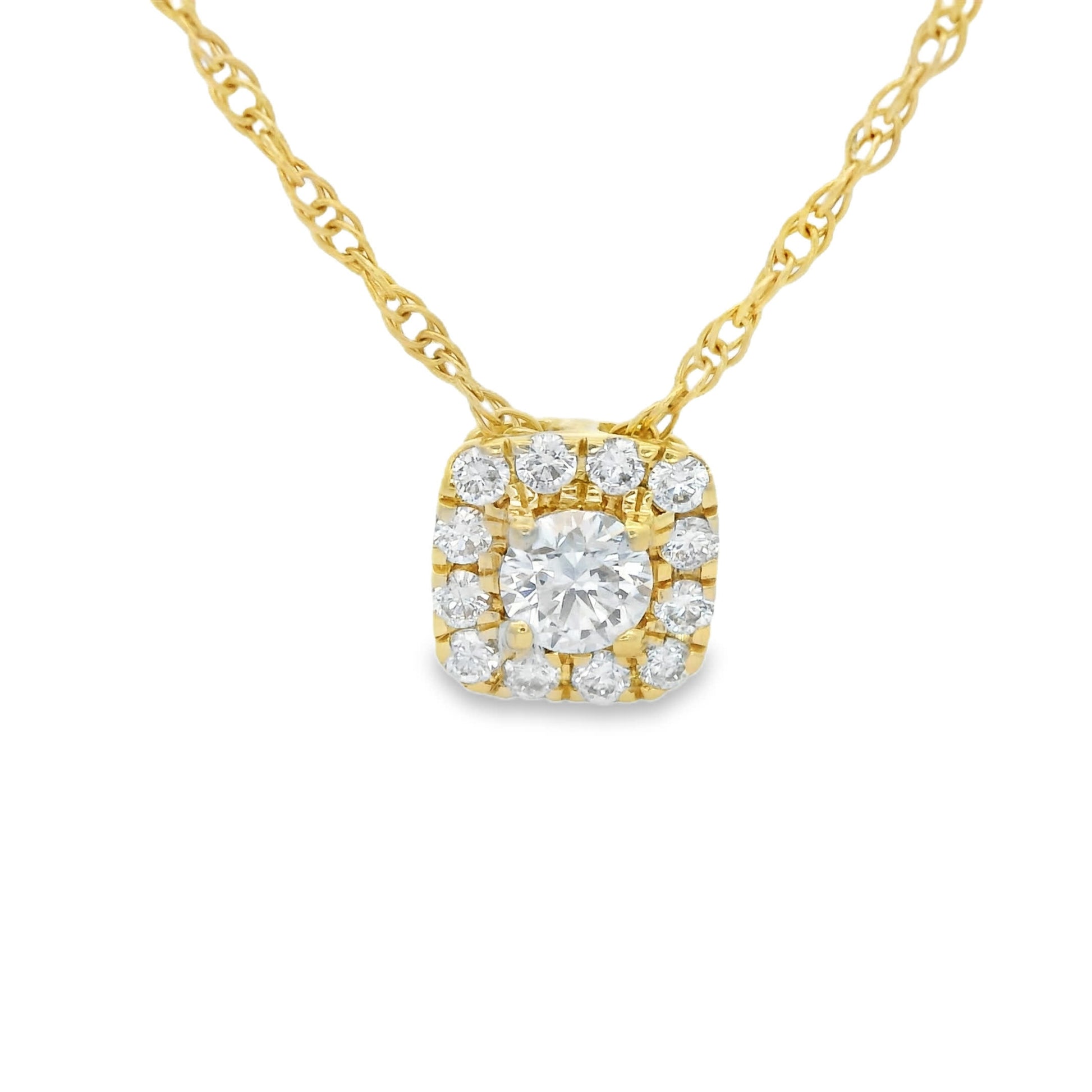 1/4 Carat 14K Gold Cushion Diamond Pendant