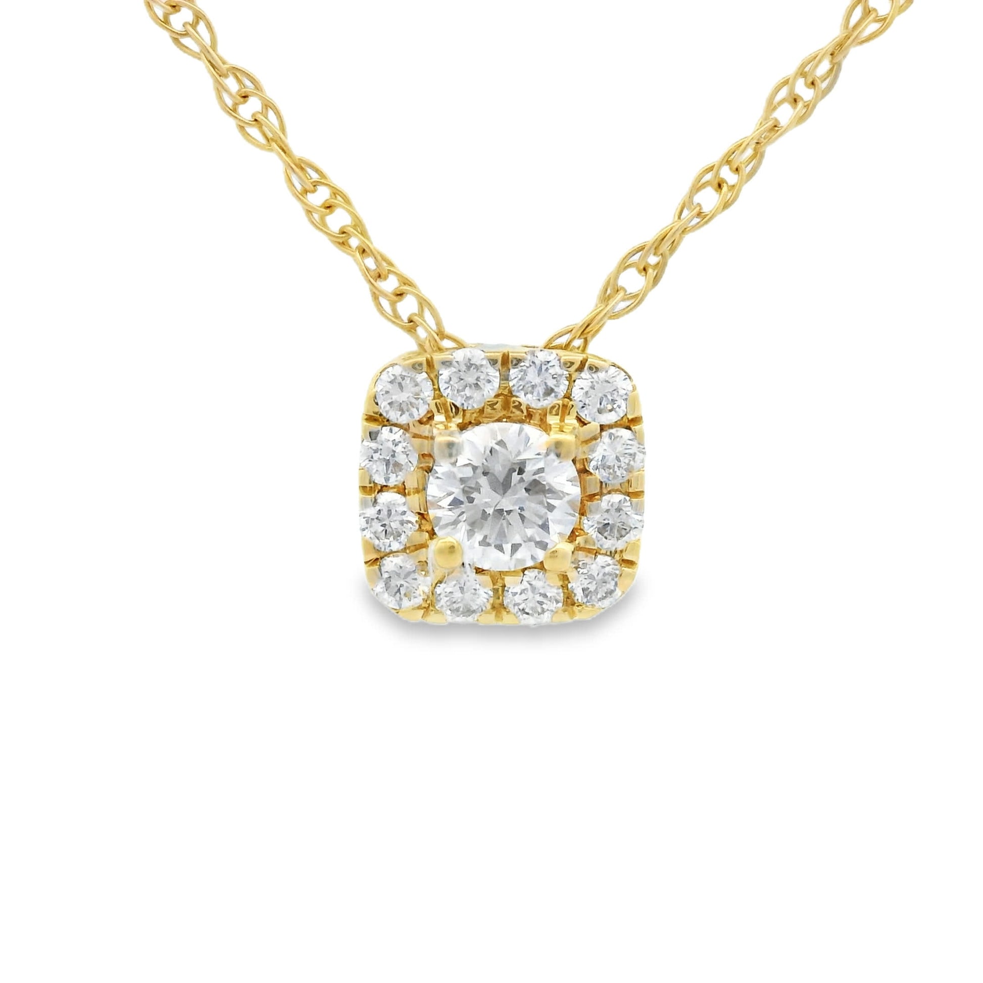 1/4 Carat 14K Gold Cushion Diamond Pendant