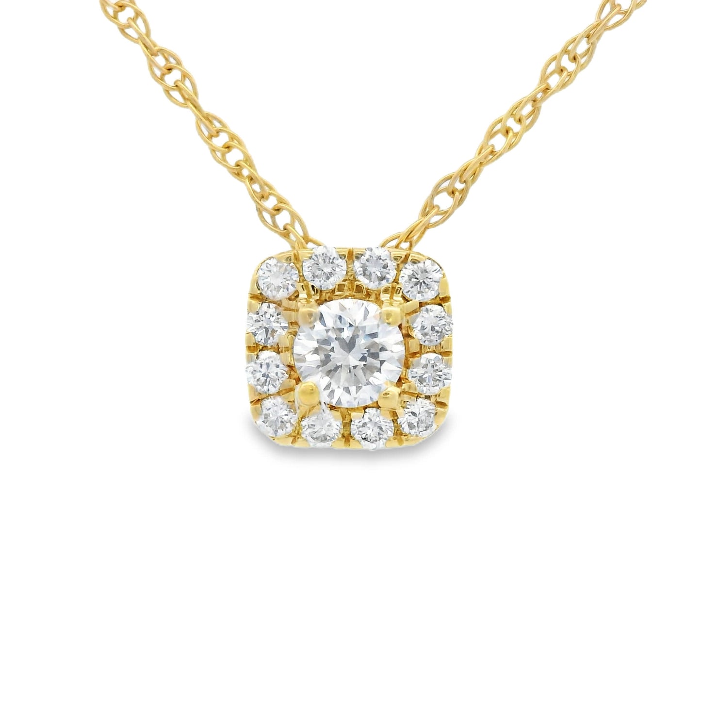 1/4 Carat 14K Gold Cushion Diamond Pendant