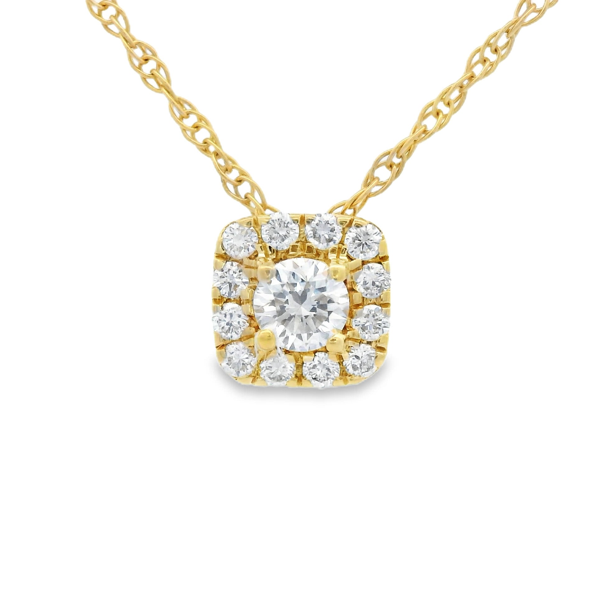1/4 Carat 14K Gold Cushion Diamond Pendant