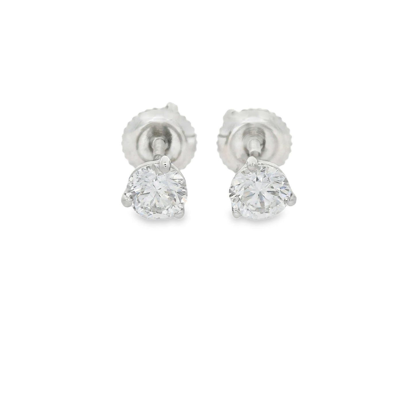 0.75 Carat 14K Gold Round Brilliant Lab Diamond Studs Earrings