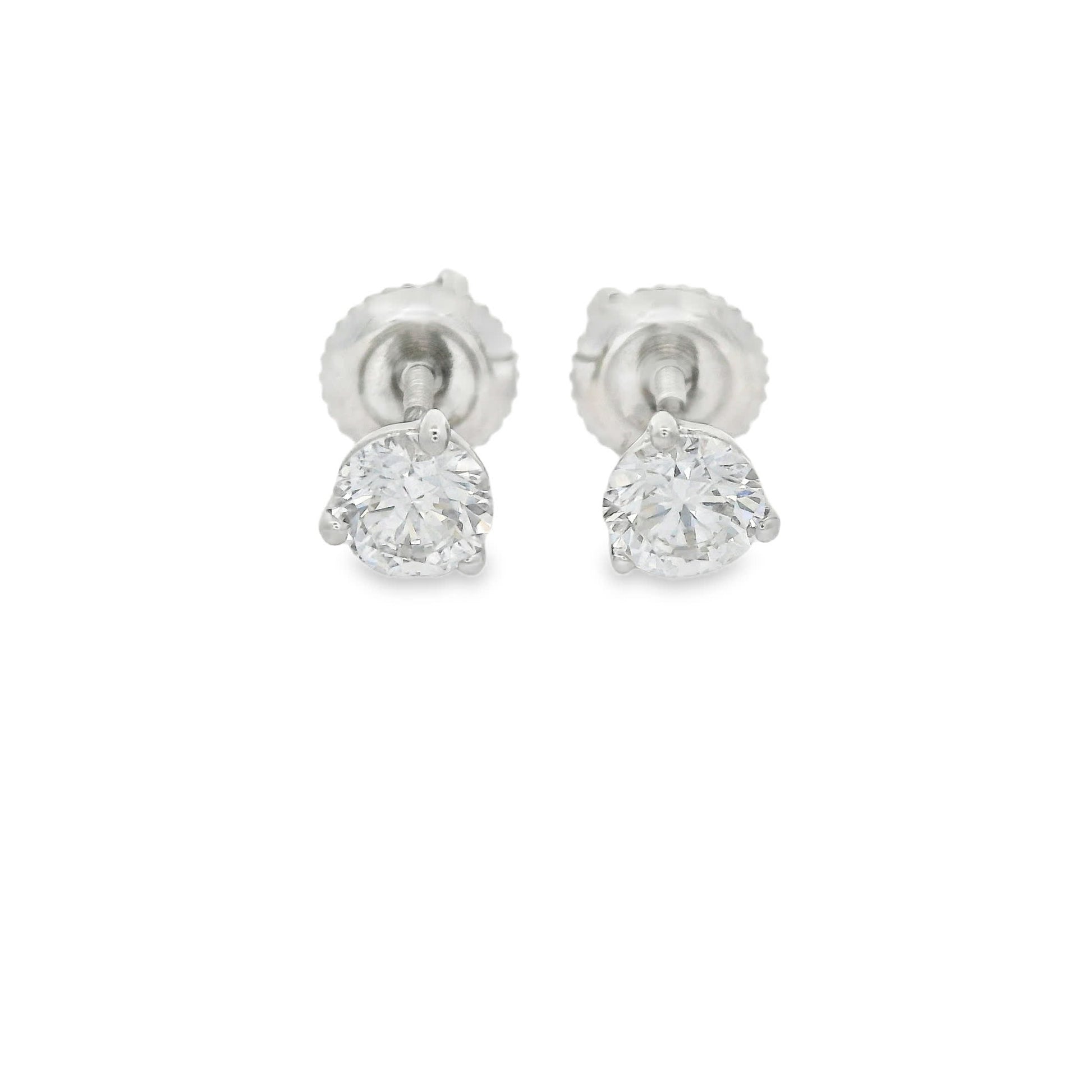 0.75 Carat 14K Gold Round Brilliant Lab Diamond Studs Earrings