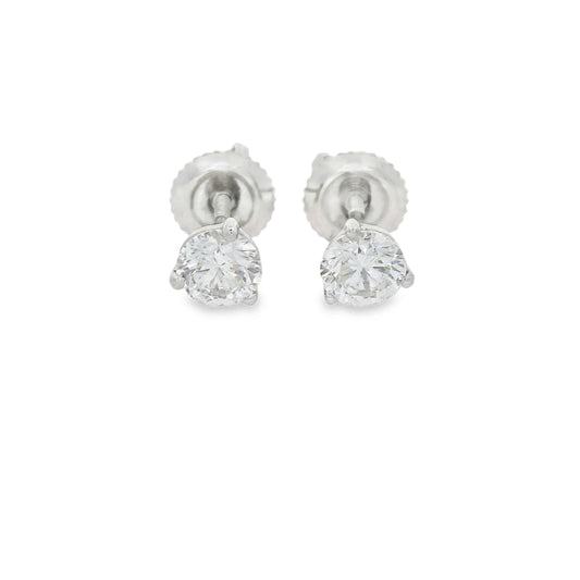 0.75 Carat 14K Gold Round Brilliant Lab Diamond Studs Earrings