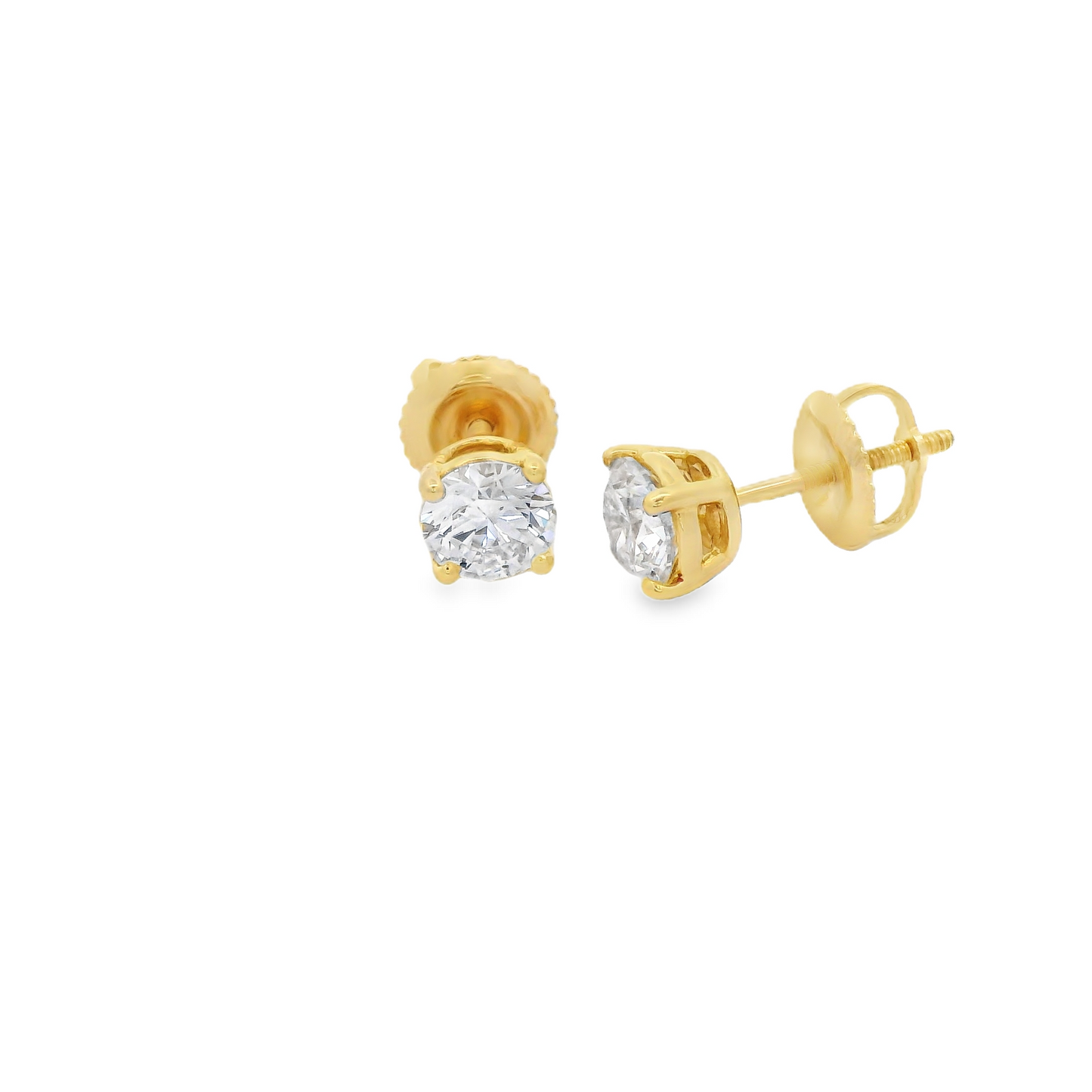 1.00ct Lab-Grown Round-Cut Diamond Stud Earrings in 14K Gold