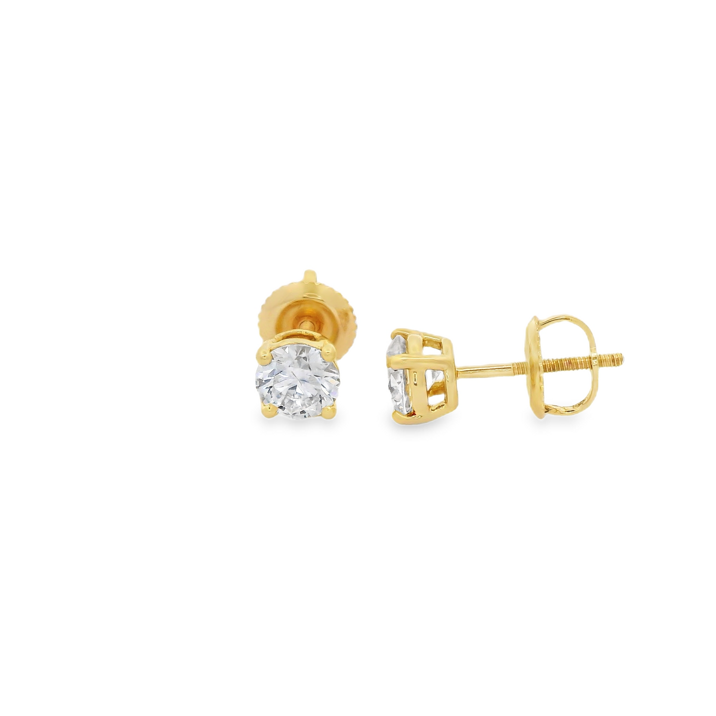 1.00ct Lab-Grown Round-Cut Diamond Stud Earrings in 14K Gold