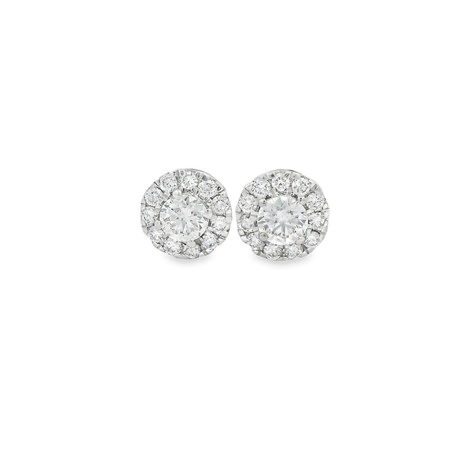 Circular Design Earrings 14K Gold Round-cut Diamonds 0.50 Carat