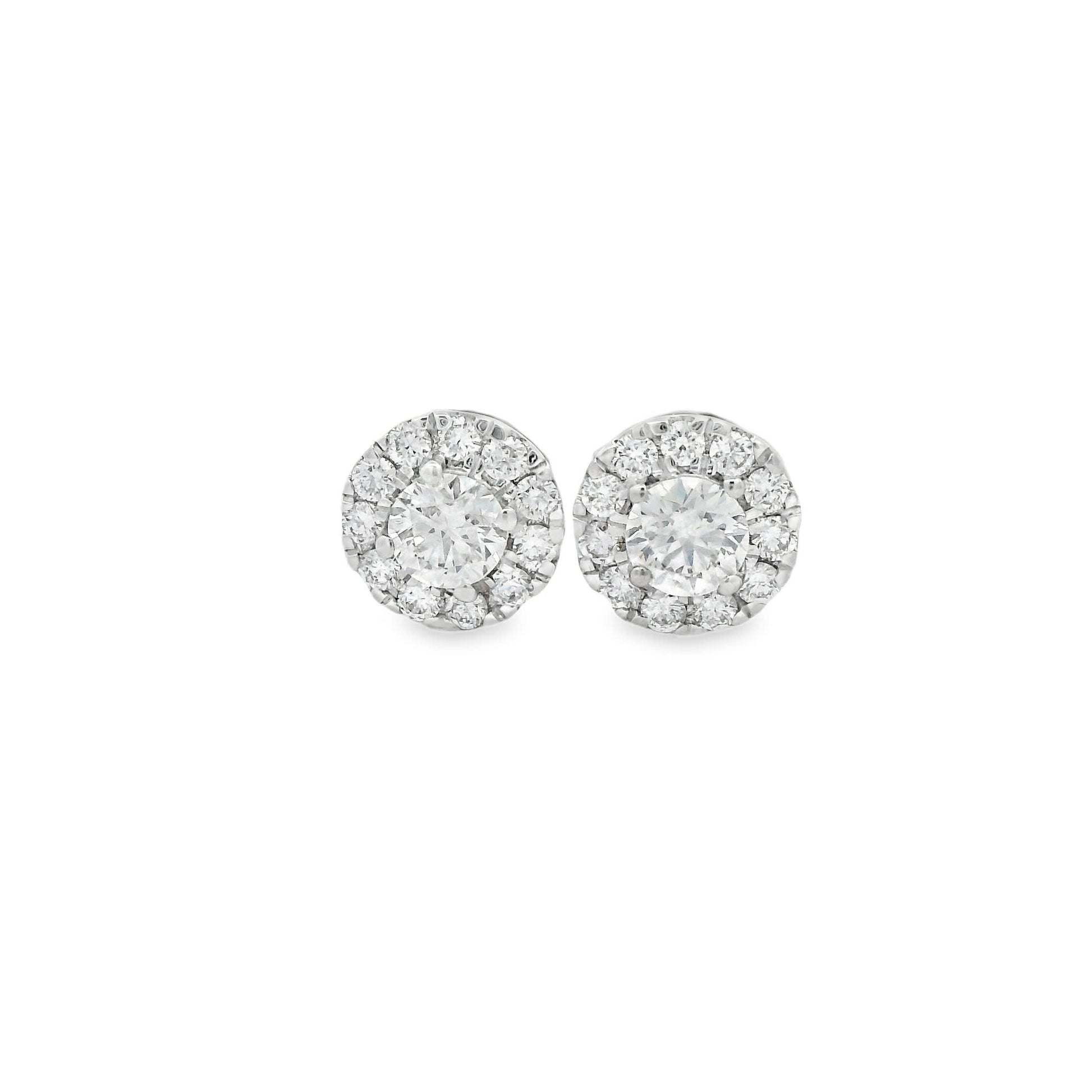 Circular Design Earrings 14K Gold Round-cut Diamonds 0.50 Carat