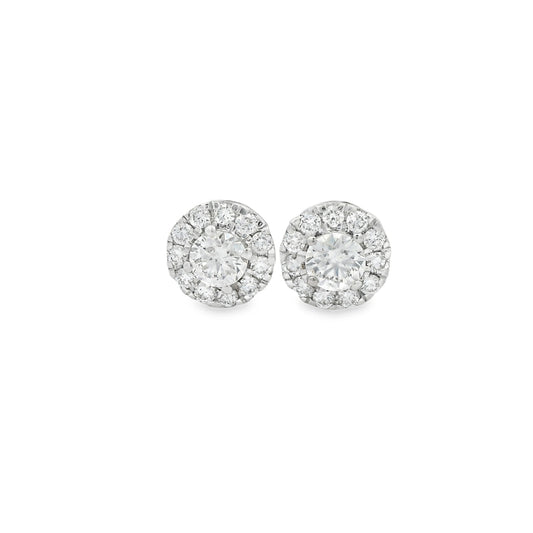 Circular Design Earrings 14K Gold Round-cut Diamonds 0.50 Carat