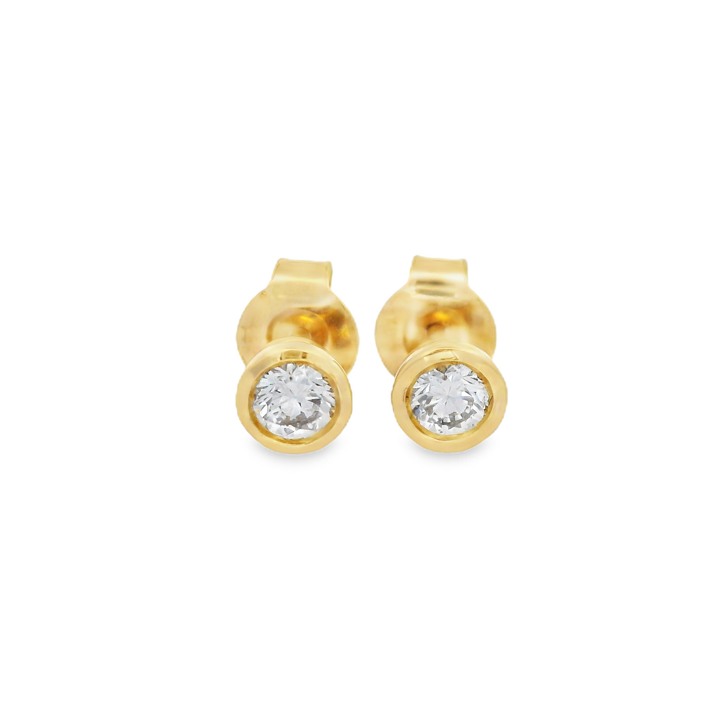 Bezel-Set 0.33ct Lab-Grown Round-Cut Diamond Stud Earrings in 14K Gold