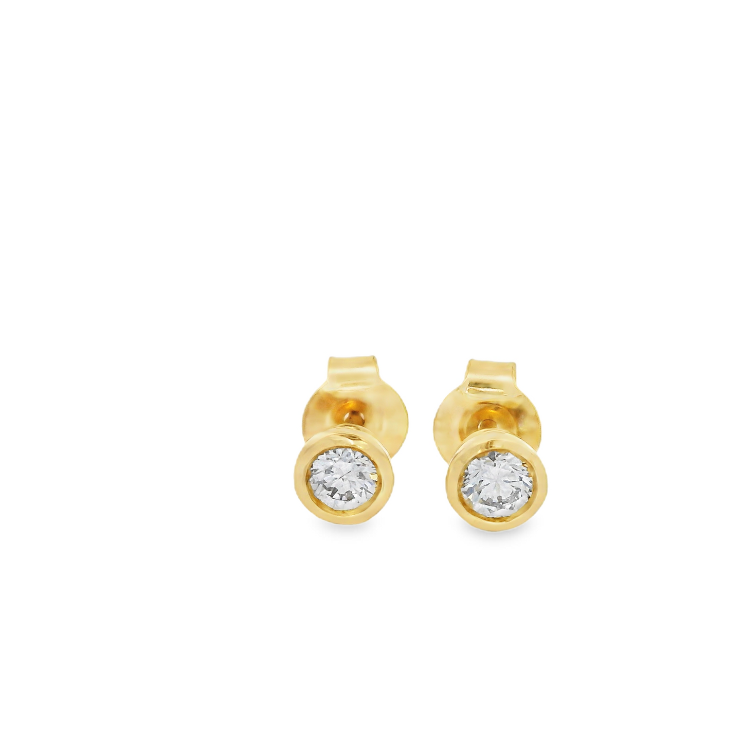 Bezel-Set 0.33ct Lab-Grown Round-Cut Diamond Stud Earrings in 14K Gold
