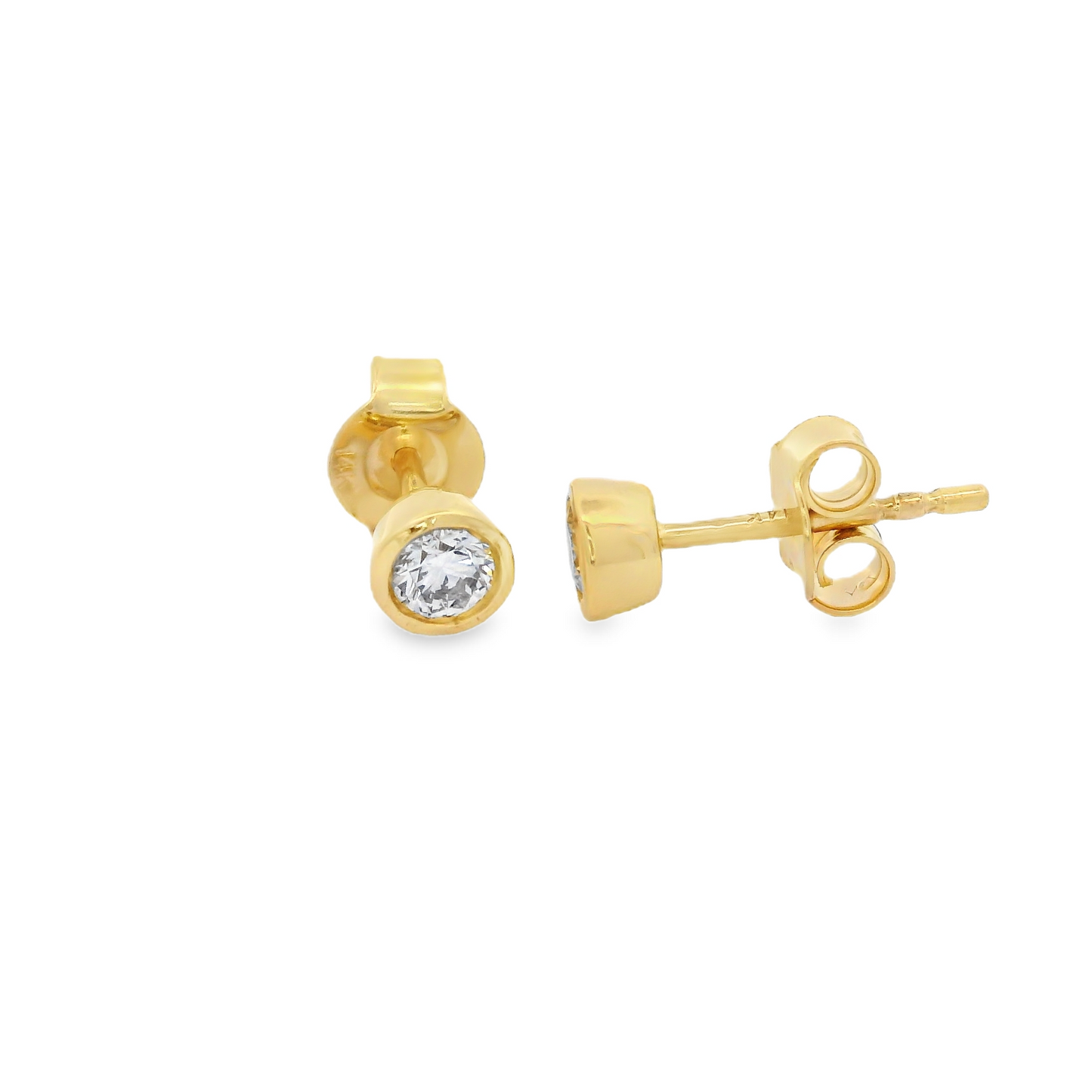Bezel-Set 0.33ct Lab-Grown Round-Cut Diamond Stud Earrings in 14K Gold