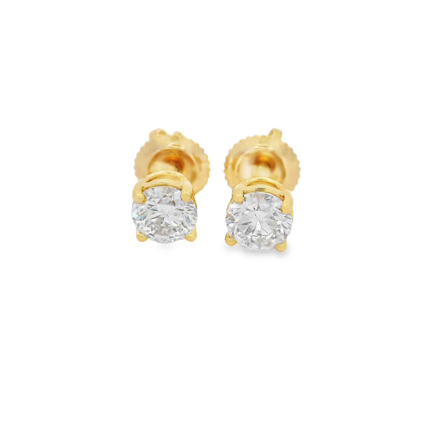1.00ct Lab-Grown Round-Cut Diamond Stud Earrings in 14K Gold