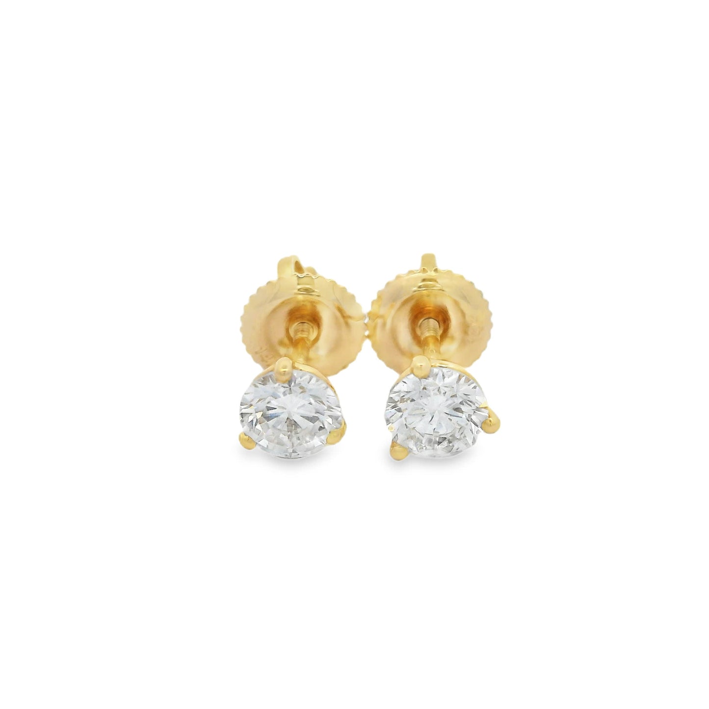 0.75 Carat 14K Gold Round Brilliant Lab Diamond Studs Earrings