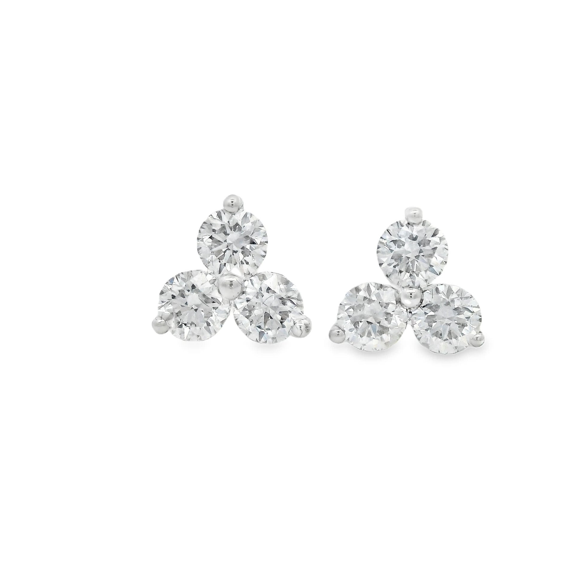 Three Diamonds Triangle Shape Earrings 14K White Gold (1.00 Carat)