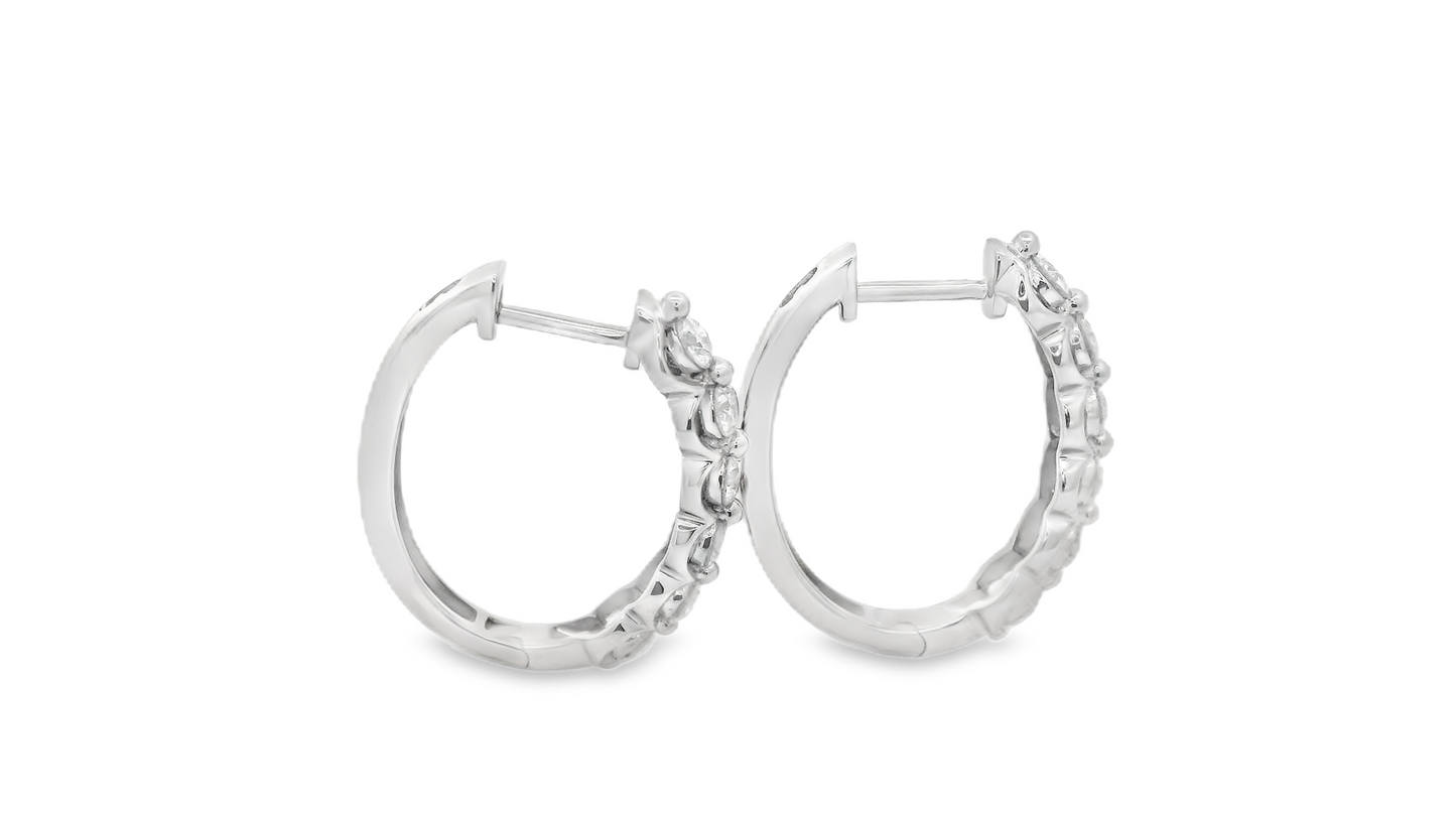 1.00ct Round-Cut Diamond Hoop Earrings in 14K Gold