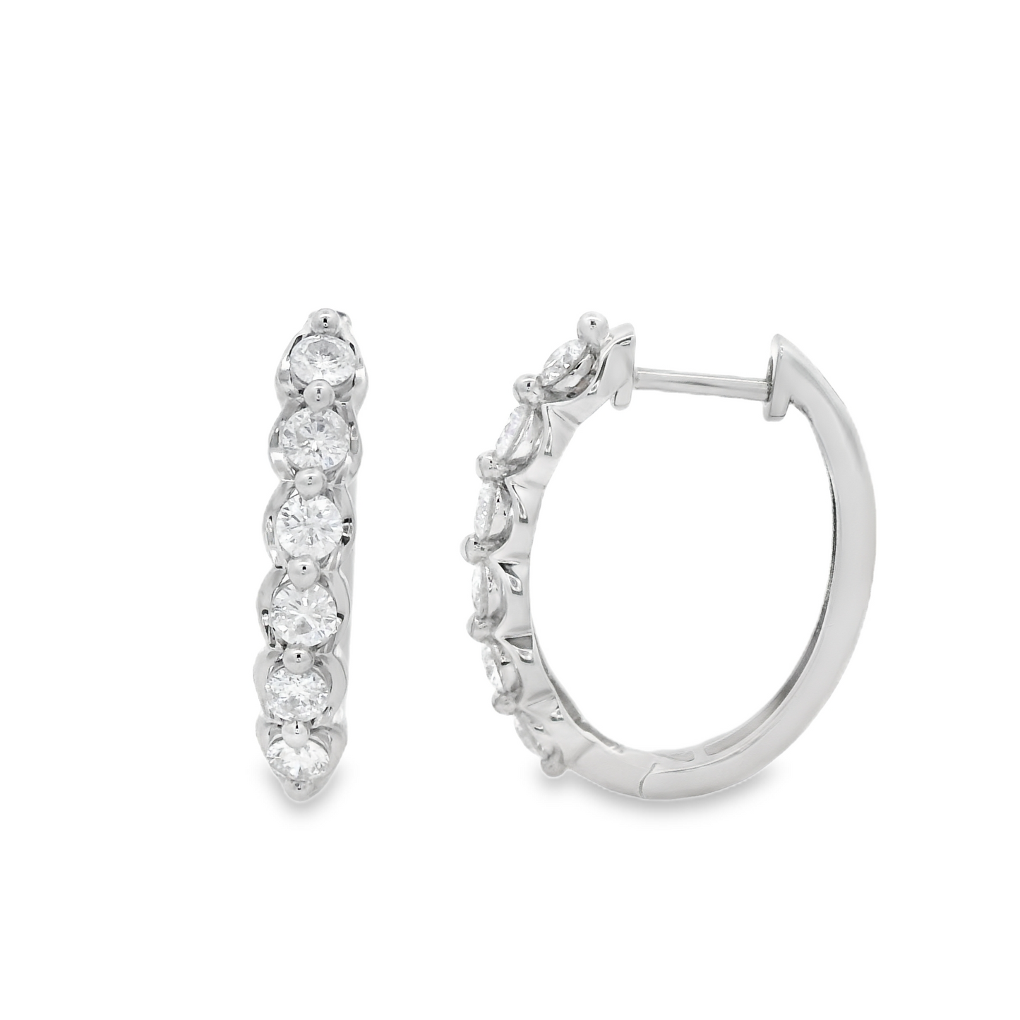 1.00ct Round-Cut Diamond Hoop Earrings in 14K Gold