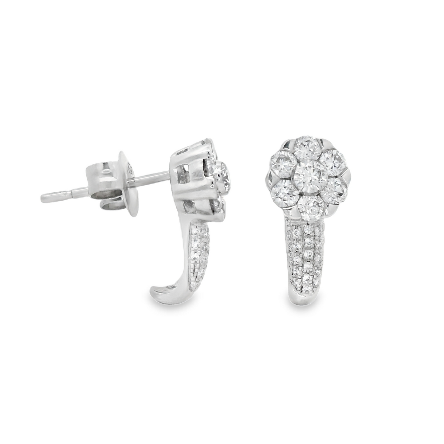 0.75ct Cluster Diamond Earrings in 14K Gold